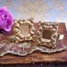 2 Gold vintage style Ring base Square Blanks with Unique embossed Frame, Adjustable wide band, Oxidized, Gold Plated