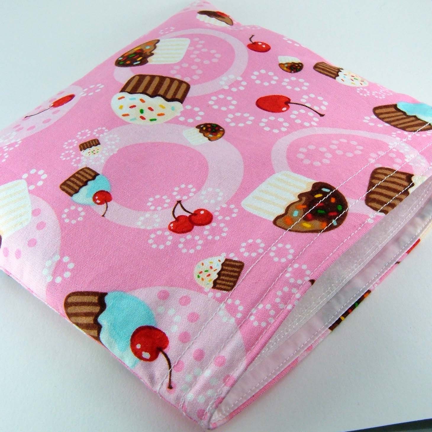 CYBERMONDAY SALE Eco-friendly Reusable Sandwich Bag Cupcakes Pink Gift Kid Girl Children Ecological Stocking Stuffer - Ready to ship