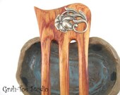 Hair Fork Mini Lilliputian Wave Tulip Wood with Silver Flower Decoration