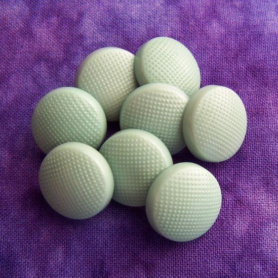 vintage shank buttons Sixties Mint Green pebbled 5/8" x8