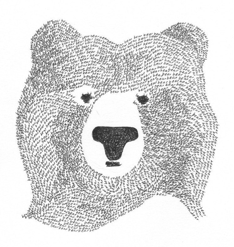 Bear Of Few Words (A4 Black)