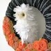 Halloween Owl Wreath, Black and Orange, 14 inch size
