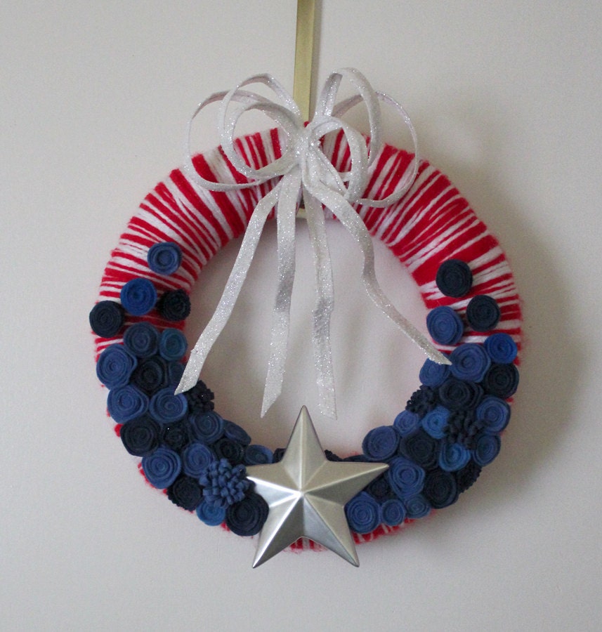 July 4 Wreath, Red White and Blue Wreath, Summer Wreath, 14 inch size