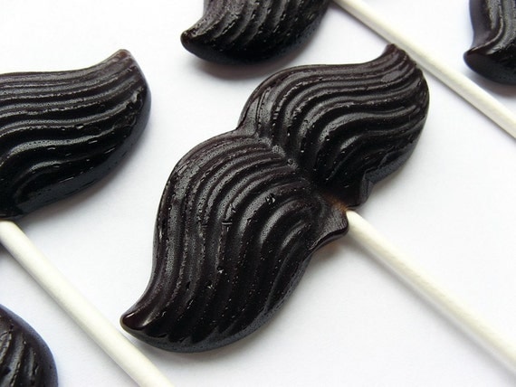 Original mustache on a stick hard candy lollipops - 6 pc. - READY TO SHIP