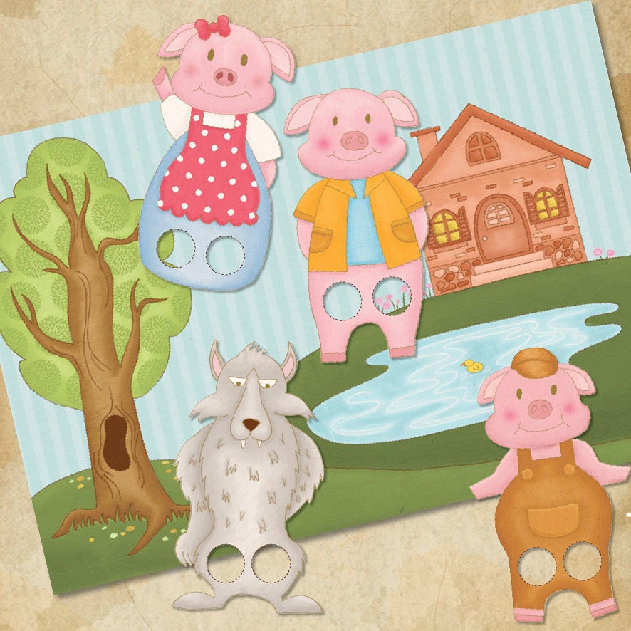 PDF Finger Puppets The Three Little Pigs by tinysandtea on Etsy