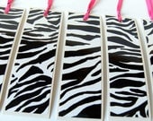 Bookmarks - Zebra Print - Wild at Heart - Hot Pink Ribbon (Set of 10)