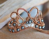 Artisan Copper and Hematite Cuff, Wire Wrapped