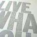 Live What You Love Letterpress Print Special Edition (Gray with red heart)