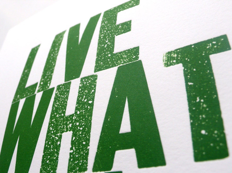 Live What You Love Letterpress Print in Hunter Green