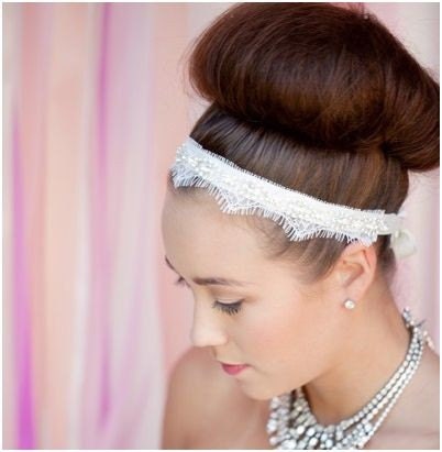 Lace Bridal Headband, Bridal Hair Piece, Rhinestone Halo, Tiara, Crown, Wedding Headpiece, Ellie Ships in 1 Month