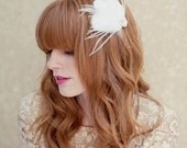 Bridal Head Piece, Feather hair piece, rhinestone headpiece, wedding headpiece, wedding fascinator, Claudine Ships in 1 Month