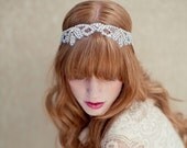 Bridal headpiece, beaded headband, bridal headband,wedding headpiece, Swarovski crystal headband, Beatrice Ships in 1 Month