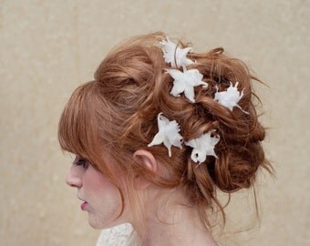 Bridal hair pins, flower hair pins, orchid, vintage hair pin, wedding headpiece, Uma Ships in 1 Month
