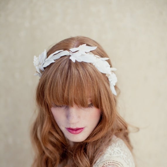 Bridal headband, flower hair comb ,boho, bridal head wreath, Liv Ships in 1 Month