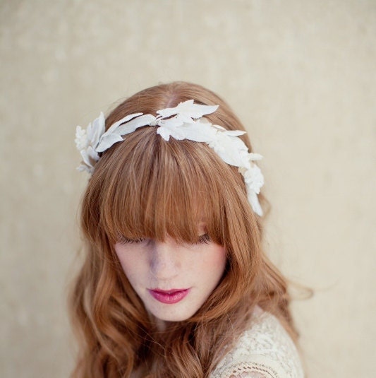 Bridal headband, flower hair comb ,boho, bridal head wreath, Liv Ships in 1 Month