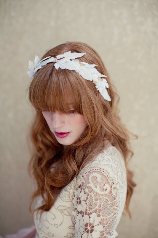 Bridal headband, flower hair comb ,boho, bridal head wreath, Liv Ships in 1 Month