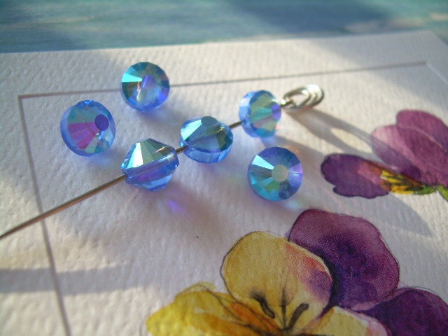 VINTAGE Swarovski Beads Art. 5101 8mm Sapphire AB 6