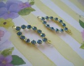 Pair of Vintage Swarovski Sapphire Blue Rhinestone Connectors 2 Loops Findings