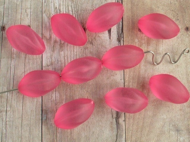 8 Watermelon Vintage Lucite Beads Pink Resin Oval Twists
