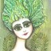 Me and My Garden- Portrait Painting - original watercolor painting- illustration - green garden- landscape