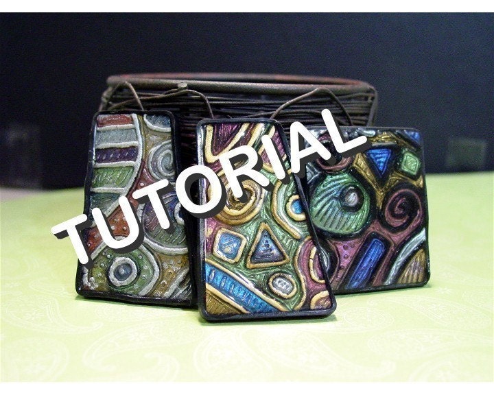 INSTANT DOWNLOAD, Polymer clay Tutorial - Create your own texture plate and faux cloisonne jewelry with polymer clay