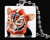 Masked Chihuahua Glass Pendant