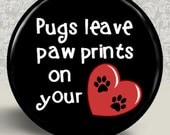 PUG Paw Prints Pocket Mirror or Magnet - Buy 2 Get 1 FREE (D115)
