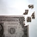 Hand Cut Wooden Jigsaw Puzzle. Dollar bill. Over 100 pieces. Original
