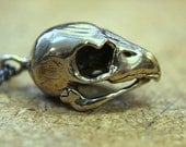 Bird Skull  Hawk Skull Pendant Necklace - Bronze Kestrel Falcon