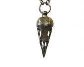 Black Raven Skull Necklace   - Bird Crow