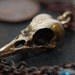 3D Bronze Crow Skull Pendant Necklace - Bird - Moon Raven Designs