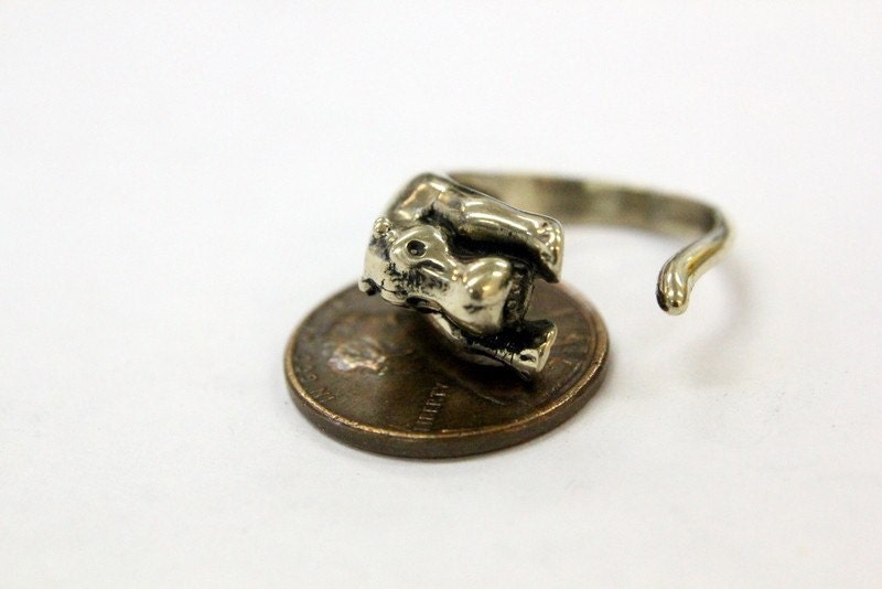 Solid  Bronze Hippopotamus Ring Adjustable - Moon Raven Designs