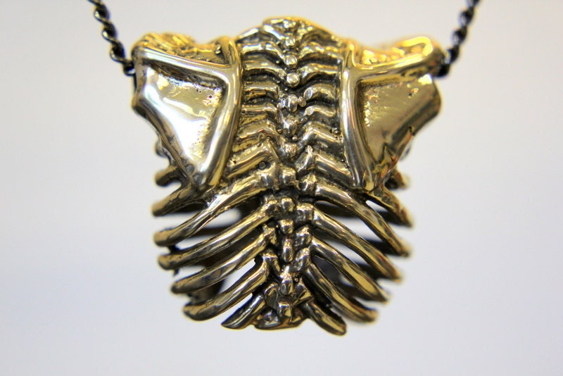 Bronze Human Rib Cage Necklace Anatomical Ribcage Pendant
