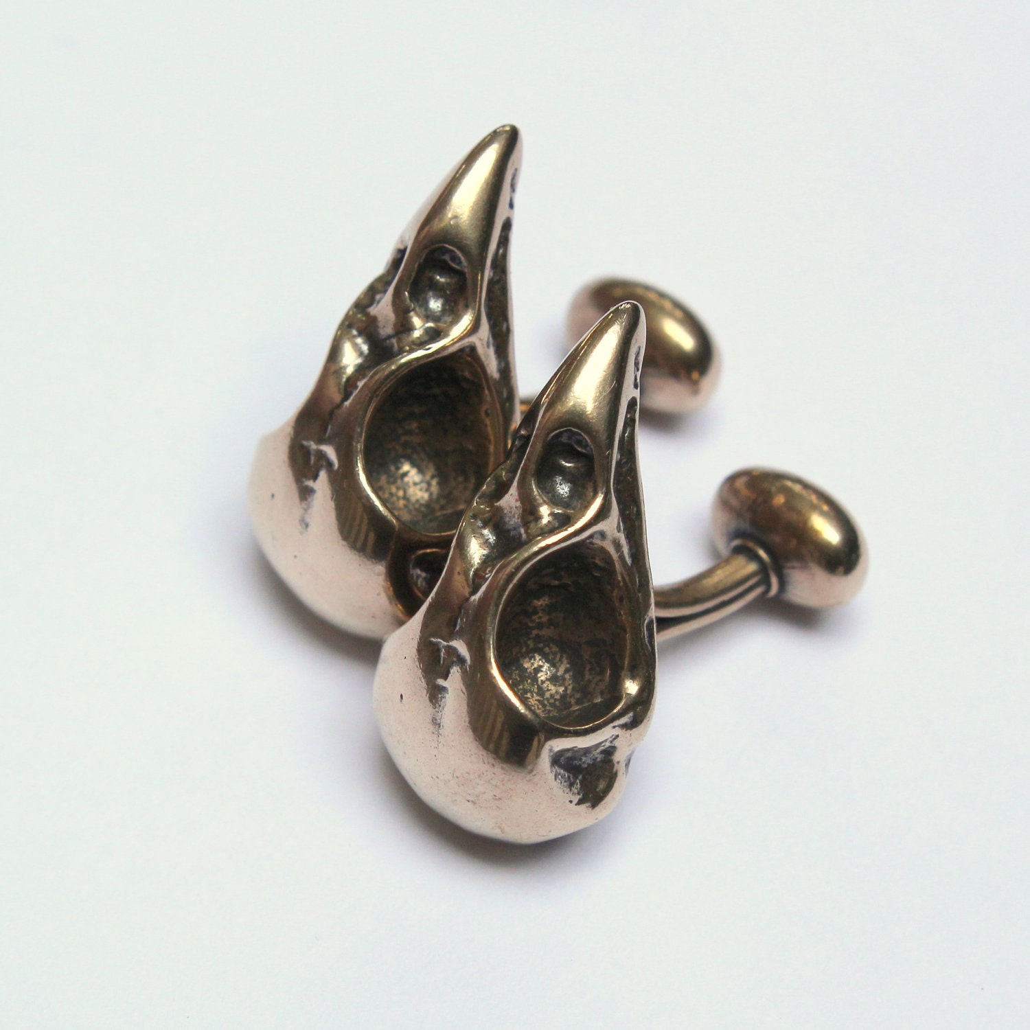Bronze Bird Skull Cufflinks Crow Cuff Links