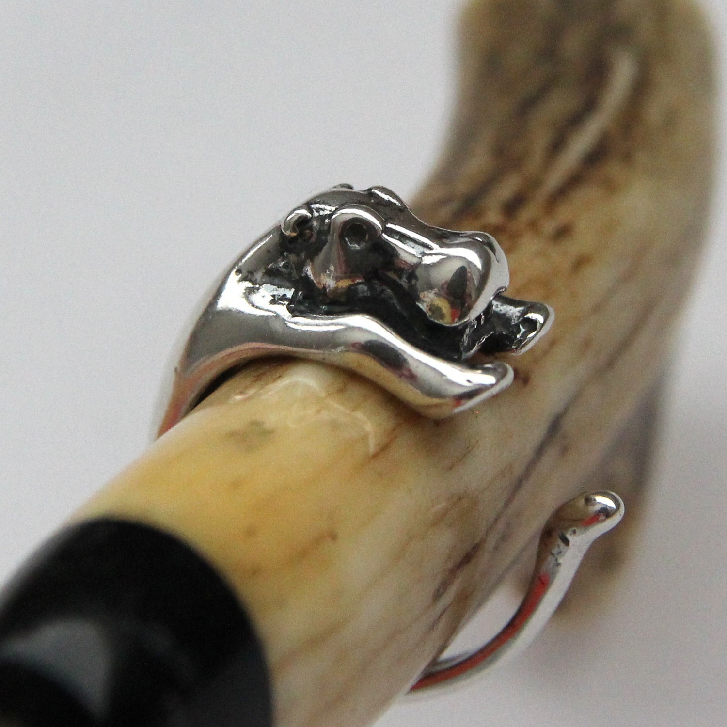 Baby Hippopotamus Ring in Solid Sterling Silver