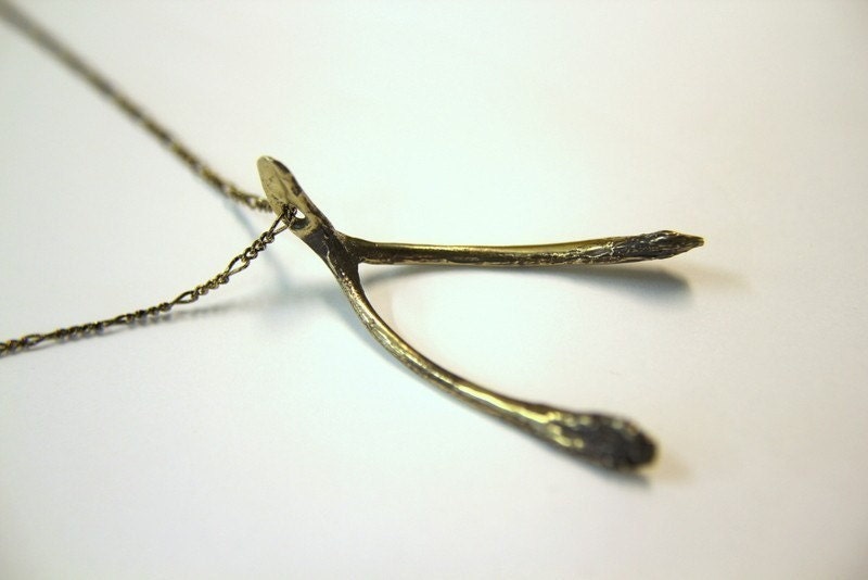 Wishbone Necklace on Bronze Wishbone Pendant Necklace By Mrd74 On Etsy