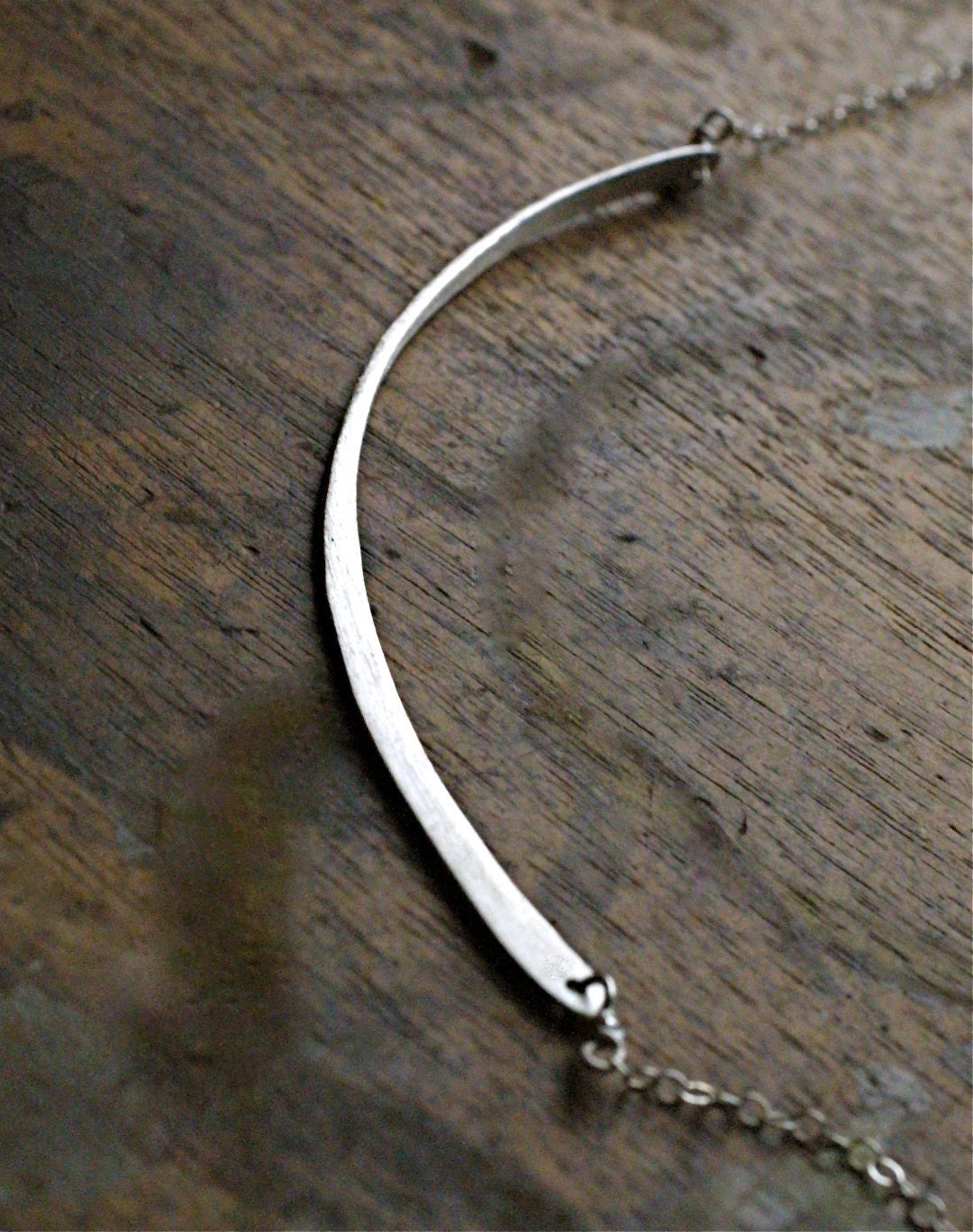 Elegant and Simple Handmade Fine Silver Crescent Necklace