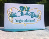 Letterpressed Congratulations Gift Enclosure (Toasting Hands)