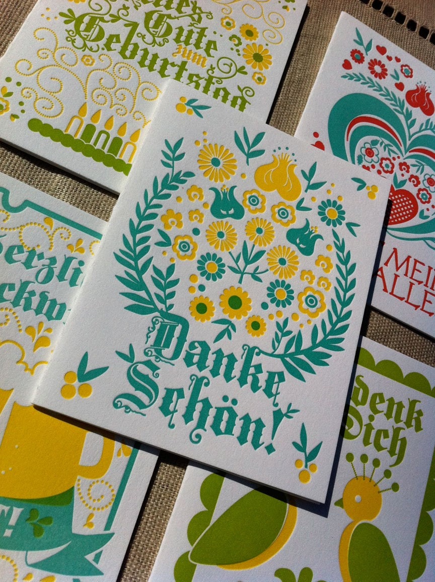 Letterpressed German Occasion Card Set (5 cards)