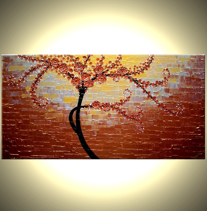 XLarge ORIGINAL acrylic 4ft x 2ft gallery wrap canvas contemporary impasto abstract floral painting by Dan Lafferty Free Ship