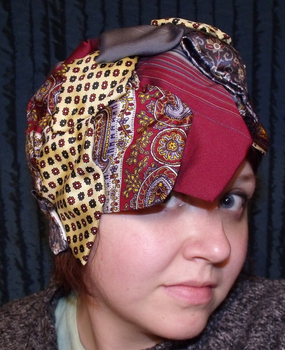 Vagabond- Upcycled Vintage Necktie Hat Headpiece