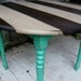 Striped Shabby Chic Kitchen Table - Turquoise, Grey, and Jacobean