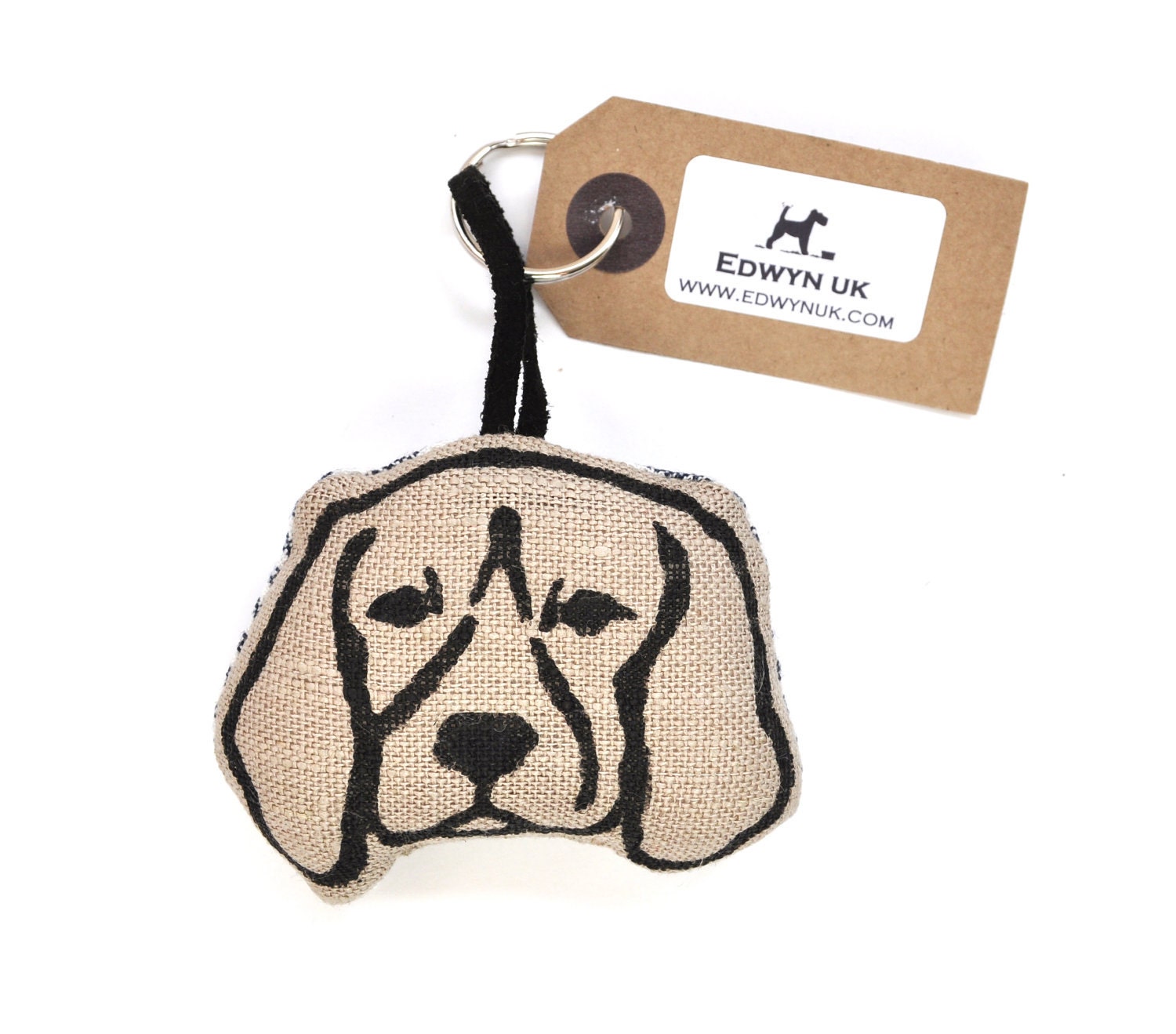 Beagle Print Keyring - natural