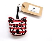 SALE - Westie Keyring - Red Stripe