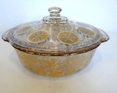 Gold and Turquoise Fire King Casserole