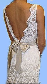 Super elegant French Lace Wedding Dress, modified to your specifications, Alencon or Chentilly Lace, with train, Deep back