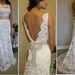 Super elegant French Lace Wedding Dress, modified to your specifications, Alencon or Chentilly Lace, with train, Deep back