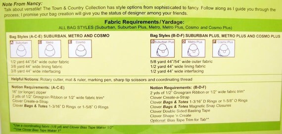 Trace 'N Create Bag Town and Country Collection Templates With Nancy Zieman - 6 Styles