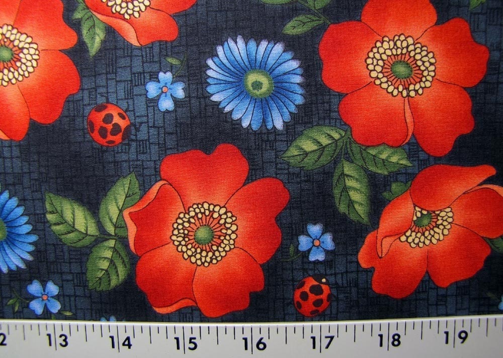Seattle Bay Fabric Ladybug Floral