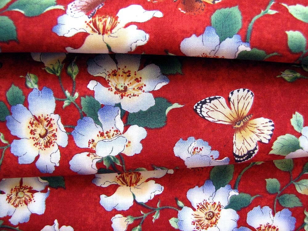 Seattle Bay Fabric Roses and Butterflies